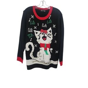 What i Want Woman Black Cat LA LA LA Ugly‎ Christmas Sweater 2X